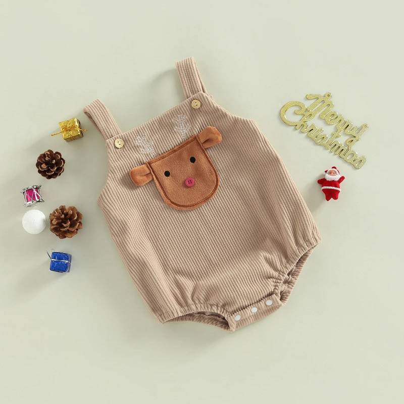 Mini Fashion™ - Weihnachtsdesign - Overall Weihnachtsstrampler Beige / 80 (3-6 Monate) | Pädagogisches Holzspielzeug von Mein Kleines Baby