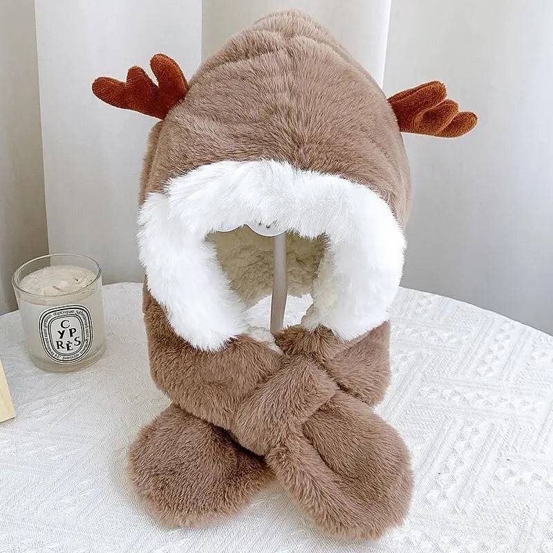 Mini Fashion™ - warm&kuschelig - Mütze&Schal in 1 Khaki / Einheitsgröße (0-2 Jahre) | Pädagogisches Holzspielzeug von Mein Kleines Baby