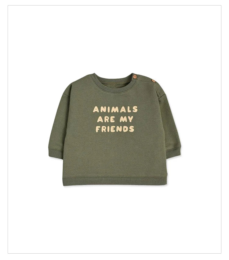 Mini Fashion - Bequemes und stilvolles Bekleidungsset - Baby Outfit T-Shirt -'Tiere sind meine Freunde'/ 80 (12–18 Monate) M | Pädagogisches Holzspielzeug von Mein Kleines Baby