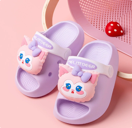 Mini Fashion– Fröhlich&sicher– Polka-Strandpantoffeln Lila Katze / 170 (4-5 Jahre) | Pädagogisches Holzspielzeug von Mein Kleines Baby