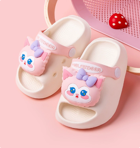 Mini Fashion – Fröhlich & sicher – Polka-Strandpantoffeln Weiße Katze / 180 (5-6 Jahre) | Pädagogisches Holzspielzeug von Mein Kleines Baby