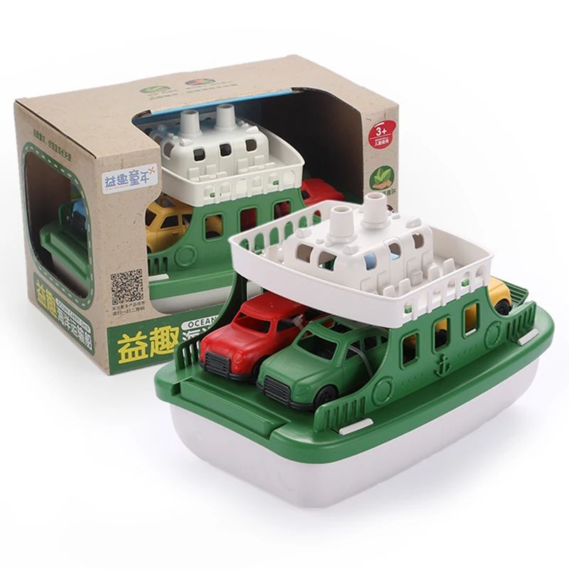 Mini Ferry™ - Planschen&Spielen - Wasserspielzeug Boot Fähre + 4 Autos | Pädagogisches Holzspielzeug von Mein Kleines Baby