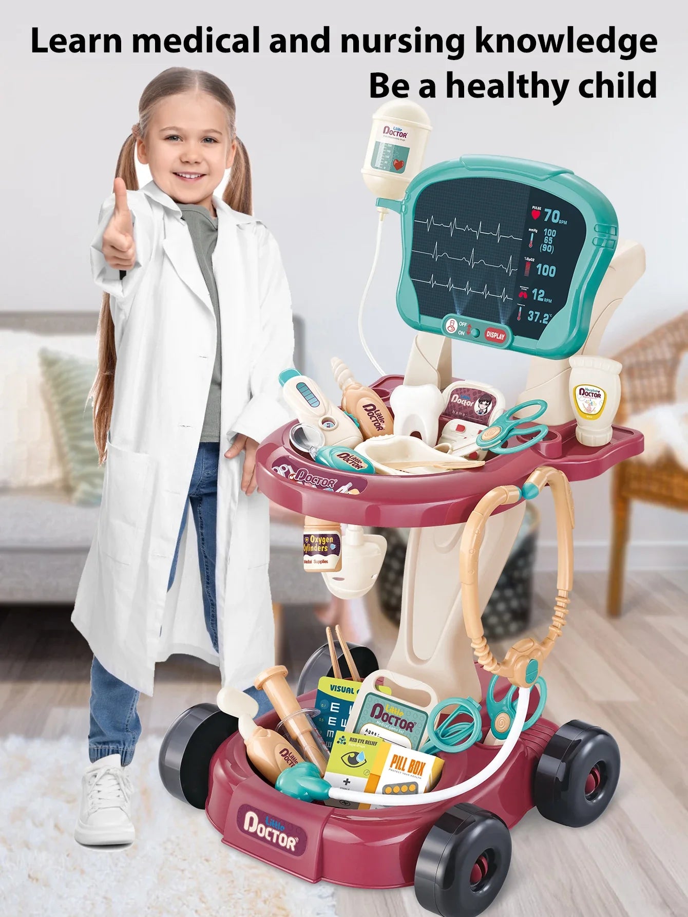 Mini Medic - Vorsichtig und klug - Arztwagen-Spielzeug-Set | Pädagogisches Holzspielzeug Mini Medic - Vorsichtig und klug - Arztwagen-Spielzeug-Set | Pädagogisches Holzspielzeug von Mein Kleines Baby