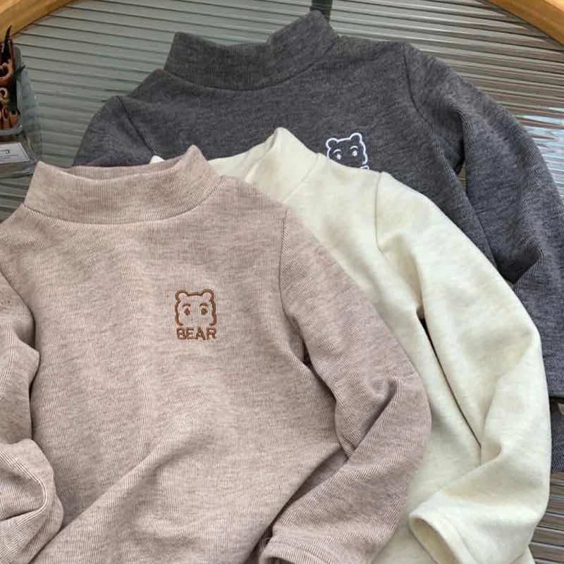 Mini fashion™ - Bären Oberteil - Fleece-Shirt Khaki / 140 (7 Jahr) | Pädagogisches Holzspielzeug von Mein Kleines Baby