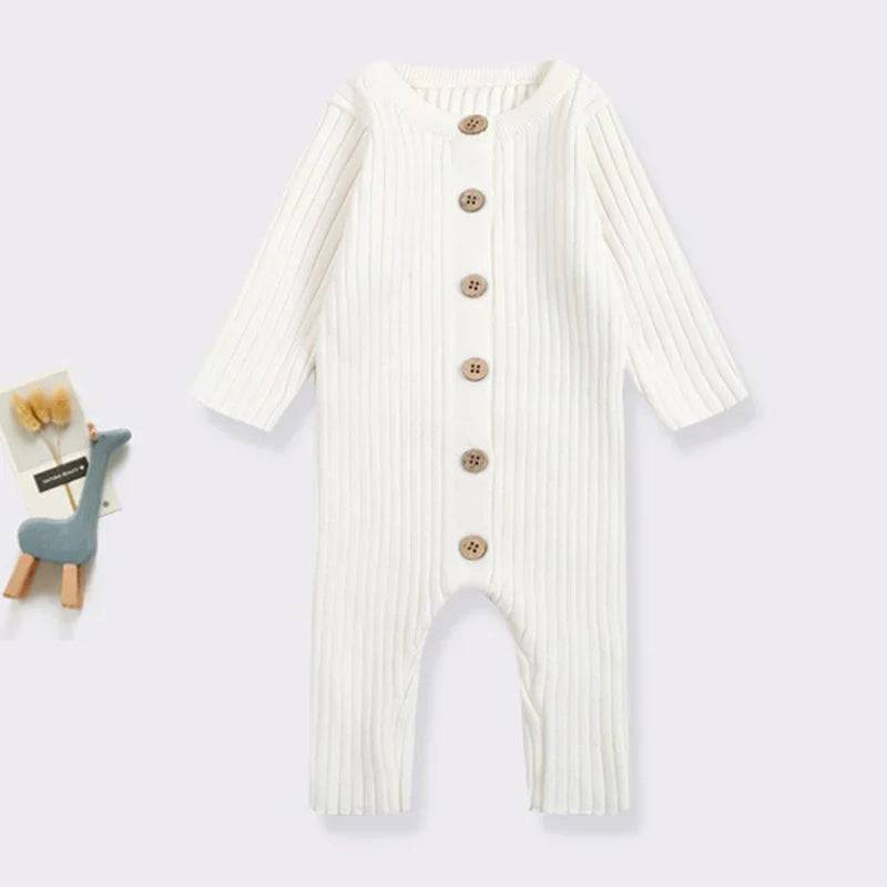 Mini fashion™ - Blødt 'strikket' bomuldsstof - Strikket Romper Hvid / 80 (1 År) | Pädagogisches Holzspielzeug von Mein Kleines Baby