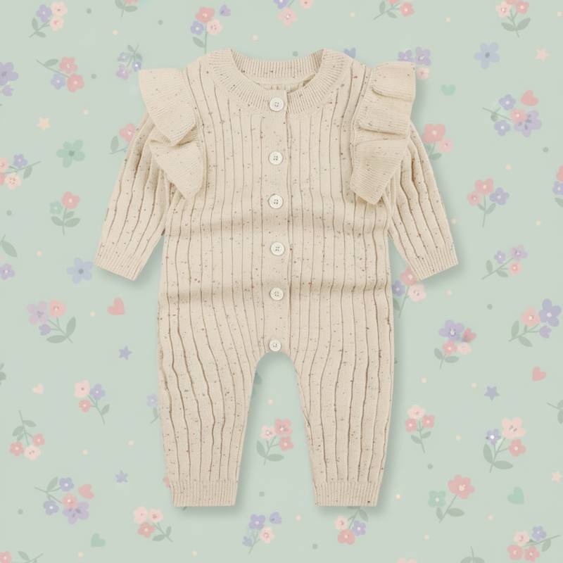 MiniAurora – Zart & elegant – Gestrickter Baby-Strampler mit Engelsflügeln und Stirnband Baby-Strampler / 60 (6–9 Monate) | Pädagogisches Holzspielzeug von Mein Kleines Baby