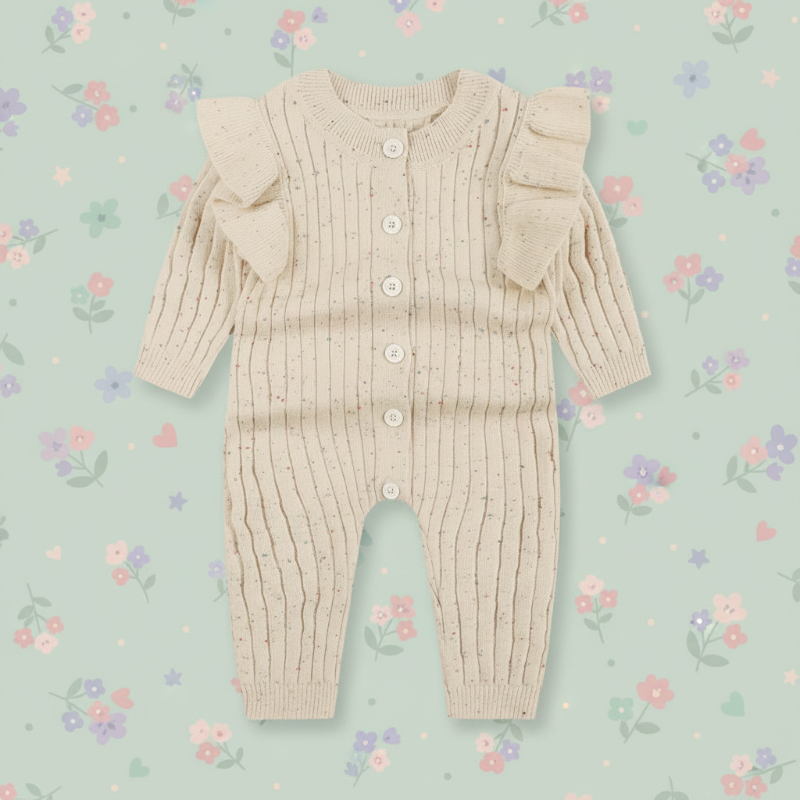 MiniAurora – Zart & elegant – Gestrickter Baby-Strampler mit Engelsflügeln und Stirnband Baby-Strampler / 65 (9–12 Monate) | Pädagogisches Holzspielzeug von Mein Kleines Baby