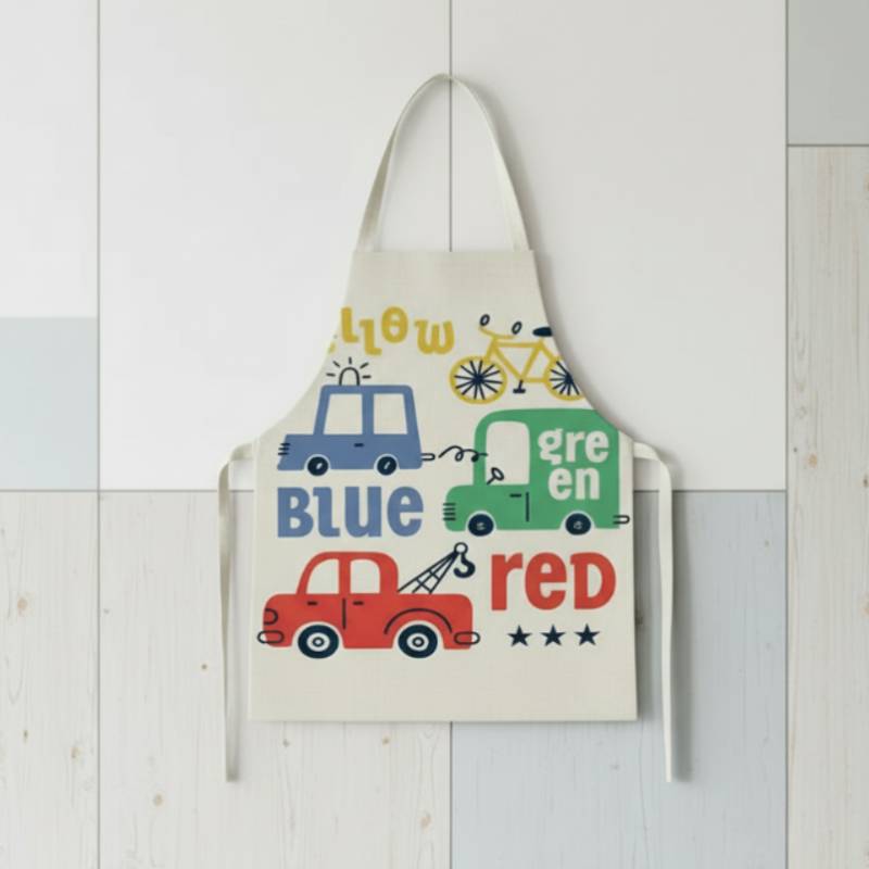 MiniChef™ – Verspielt&Fleckabweisend– Kinderschürze M (5-8 Jahre) / Farbe Autos | Pädagogisches Holzspielzeug von Mein Kleines Baby