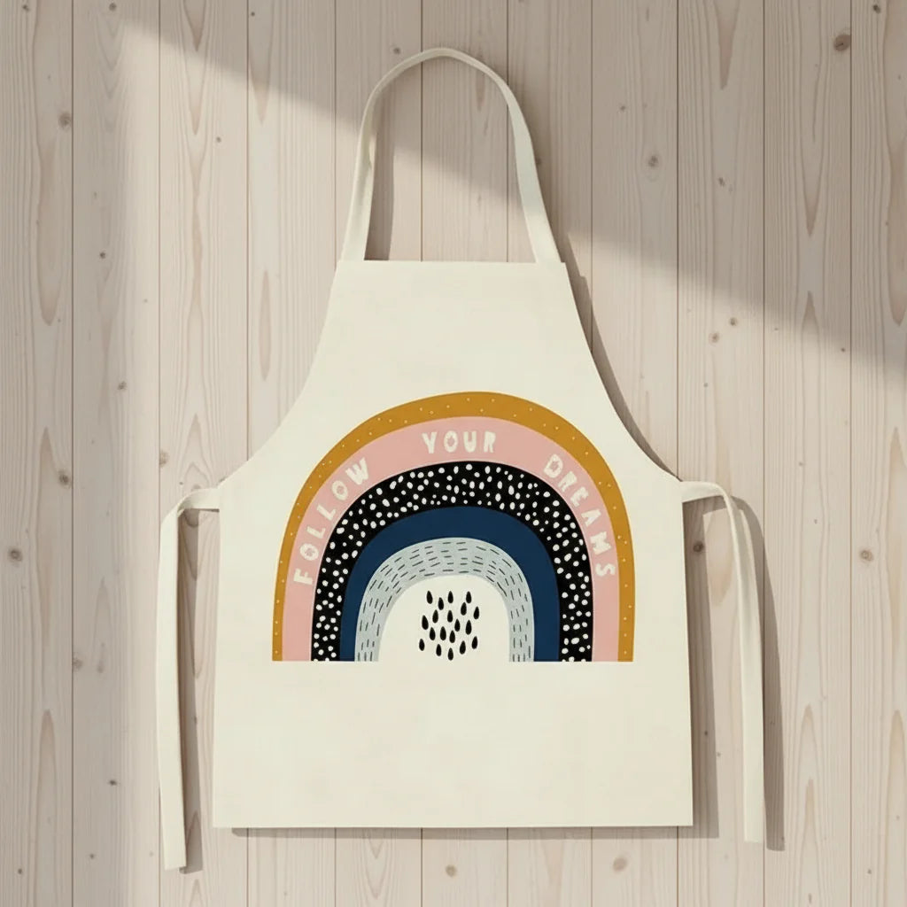 MiniChef™ – Verspielt&Fleckabweisend– Kinderschürze M (5-8 Jahre) / Regenbogen Liebe | Pädagogisches Holzspielzeug von Mein Kleines Baby