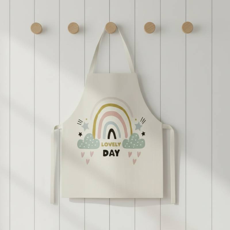 MiniChef™ – Verspielt&Fleckabweisend– Kinderschürze M (5-8 Jahre) / Schöner Tag | Pädagogisches Holzspielzeug von Mein Kleines Baby