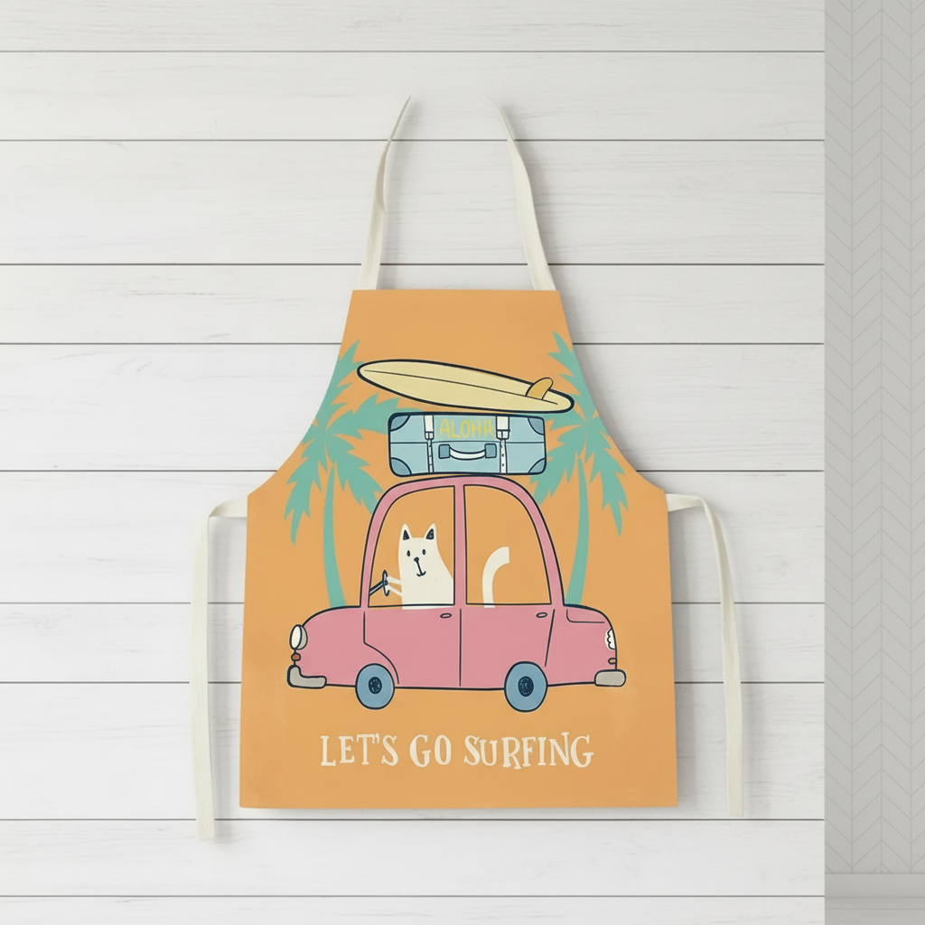 MiniChef™ – Verspielt&Fleckabweisend– Kinderschürze S (2-5 Jahre) / Surfen auf dem Auto | Pädagogisches Holzspielzeug von Mein Kleines Baby