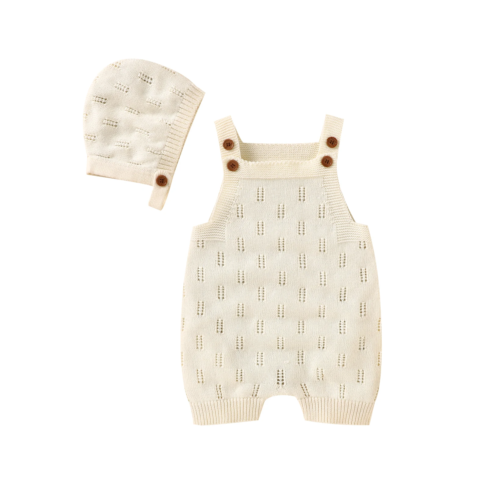 MiniCozy – Weich & bequem – Gestrickte Baby-Latzhose mit Mütze Aprikose / 90 (1–2 Jahre) | Pädagogisches Holzspielzeug von Mein Kleines Baby