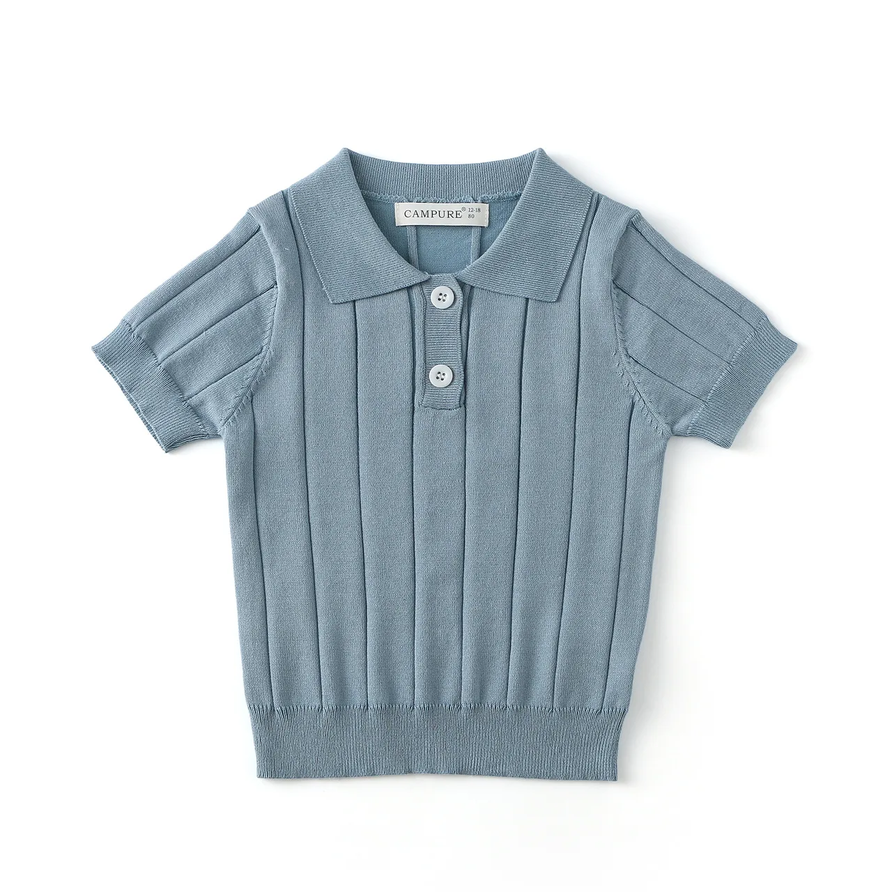 MiniLuxe – Elegant & bequem – Polohemd aus Strickstoff Blau / 110 (4–5 Jahre) | Pädagogisches Holzspielzeug von Mein Kleines Baby