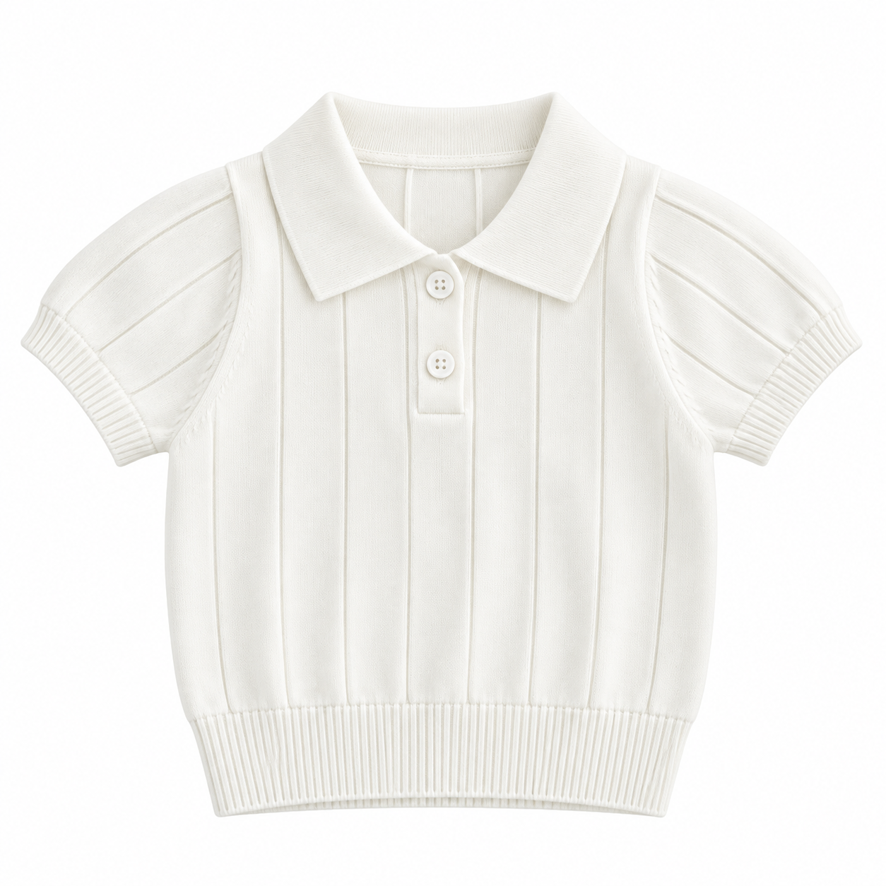 MiniLuxe – Elegant & bequem – Polohemd aus Strickstoff Weiß / 80 (1–2 Jahre) | Pädagogisches Holzspielzeug von Mein Kleines Baby