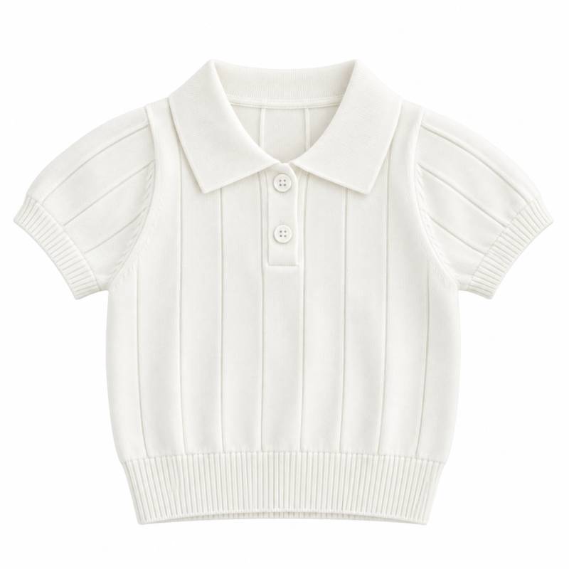 MiniLuxe – Elegant & bequem – Polohemd aus Strickstoff Weiß / 80 (1–2 Jahre) | Pädagogisches Holzspielzeug von Mein Kleines Baby