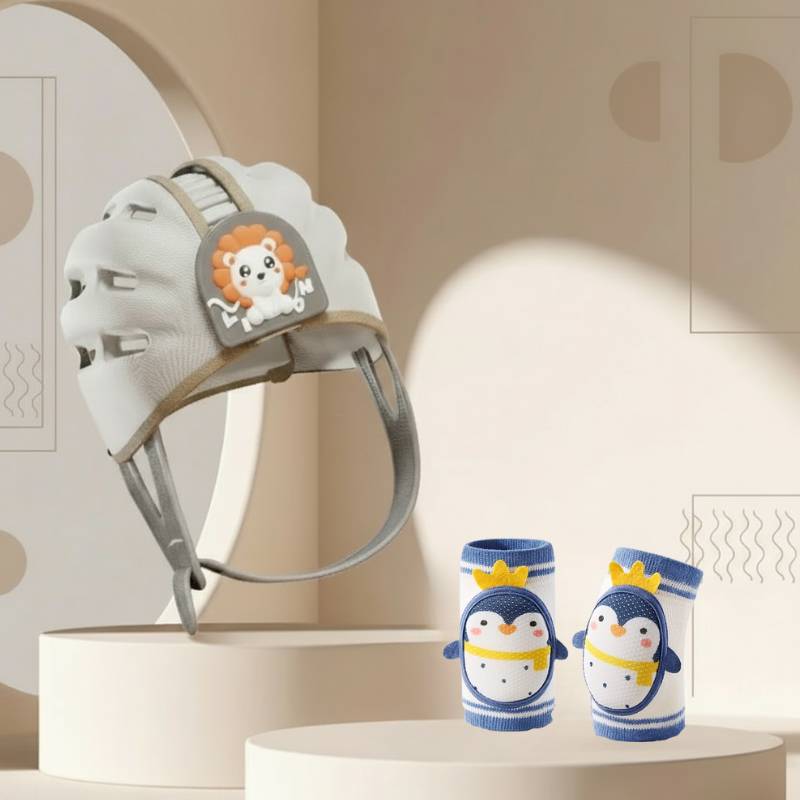 MiniShield– Leicht und atmungsaktiv - Kopfschutz für Kinder Löwe / Dunkelblau + 2x Knieschoner | Pädagogisches Holzspielzeug MiniShield– Leicht und atmungsaktiv - Kopfschutz für Kinder Löwe / Dunkelblau + 2x Knieschoner | Pädagogisches Holzspielzeug von Mein Kleines Baby