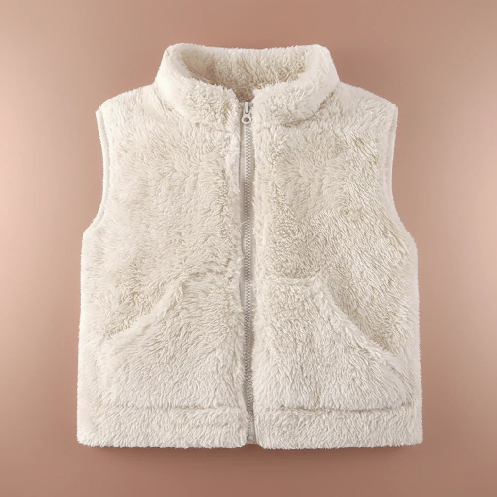 MiniWarm – Let og isolerende - vest med tykkere fleeceforing Hvid / 100 (3–4 år) | Pädagogisches Holzspielzeug von Mein Kleines Baby