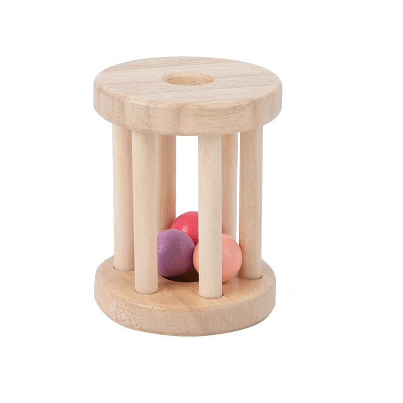Music Rattle™ – Fröhlicher Rollenkäfig - Rasselspielzeug aus Holz Rosa Bälle | Pädagogisches Holzspielzeug von Mein Kleines Baby