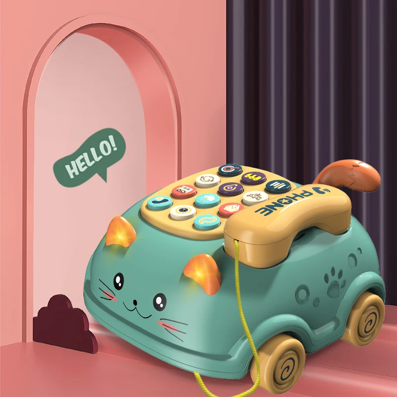 Musical Baby Phone™ - Musikalisches Piano-Telefon Grün | Pädagogisches Holzspielzeug von Mein Kleines Baby