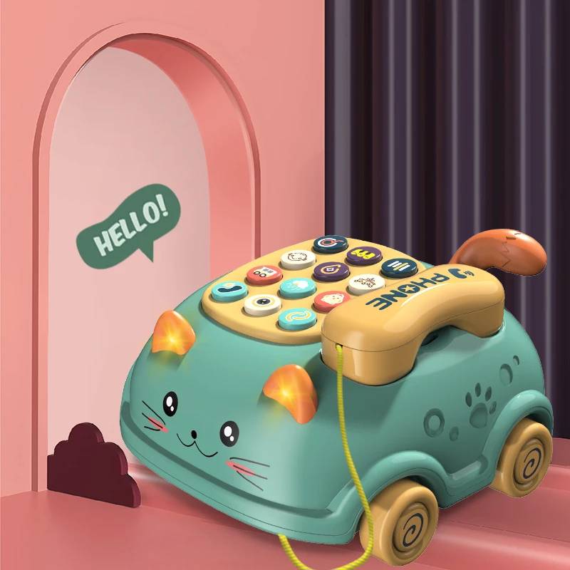 Musical Baby Phone™ - Musikalisches Piano-Telefon Grün | Pädagogisches Holzspielzeug von Mein Kleines Baby