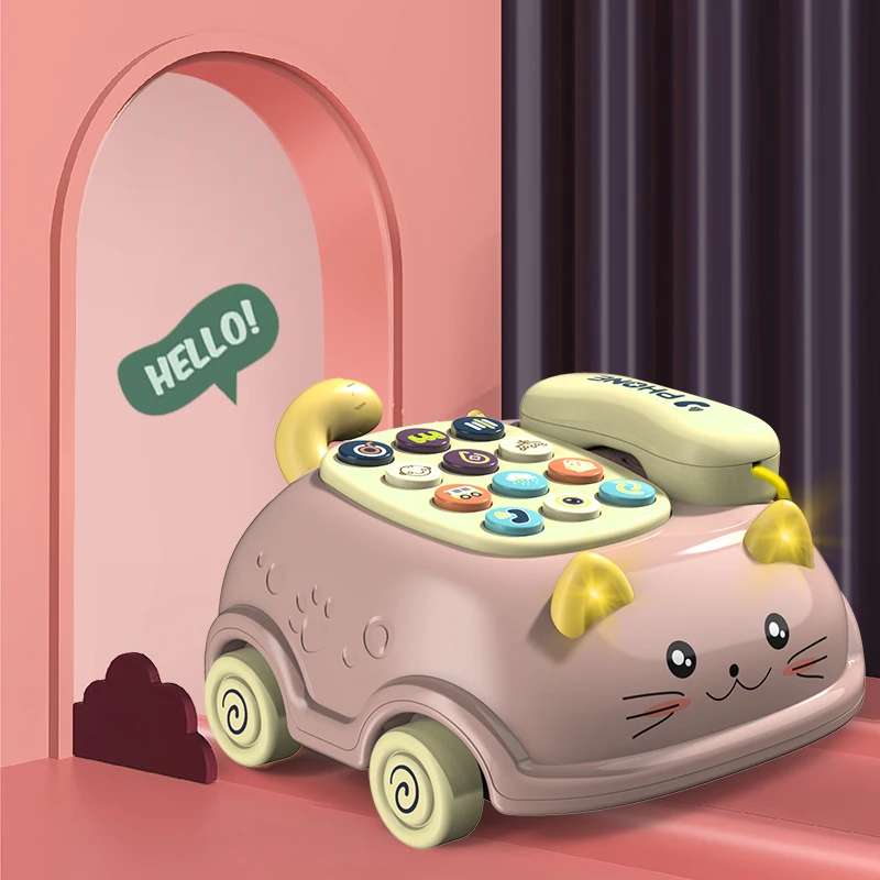 Musical Baby Phone™ - Musikalisches Piano-Telefon Rosa | Pädagogisches Holzspielzeug von Mein Kleines Baby