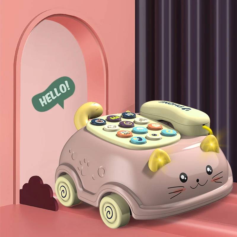 Musical Baby Phone™ - Musikalisches Piano-Telefon Rosa | Pädagogisches Holzspielzeug von Mein Kleines Baby