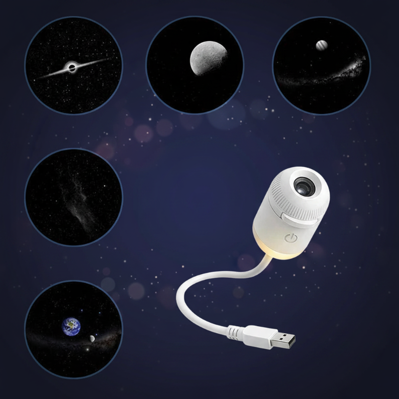 NightSky – Dimmbar & magisch im Schlafzimmer – LED-Galaxy-Lampe Galaktischer Planet (inkl. 5 Mikrofilm-Discs) | Pädagogisches Holzspielzeug von Mein Kleines Baby