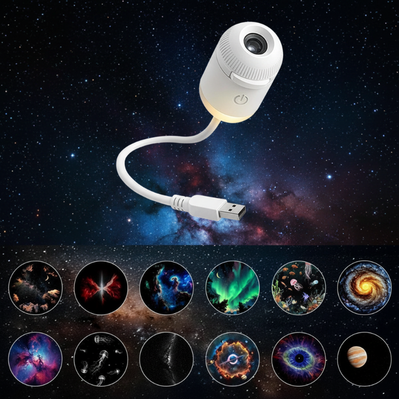 NightSky – Dimmbar & magisch im Schlafzimmer – LED-Galaxy-Lampe Raumerkundungsgerät (inkl. 12 Mikrofilm-Discs) | Pädagogisches Holzspielzeug von Mein Kleines Baby