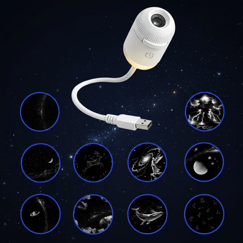 NightSky – Dimmbar & magisch im Schlafzimmer – LED-Galaxy-Lampe Sternennacht (inkl. 10 Mikrofilm-Discs) | Pädagogisches Holzspielzeug von Mein Kleines Baby