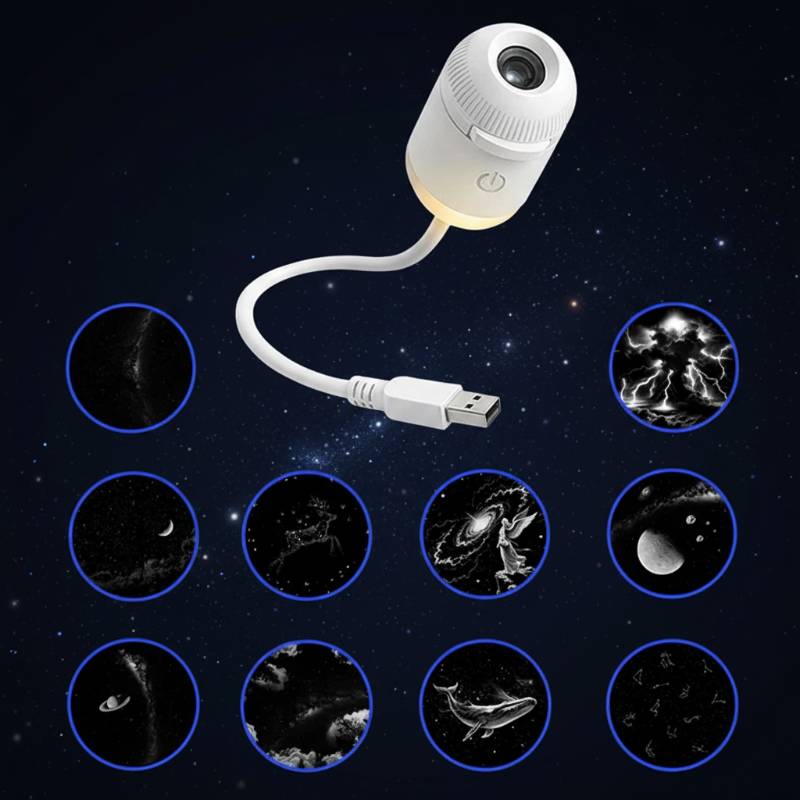NightSky – Dimmbar & magisch im Schlafzimmer – LED-Galaxy-Lampe Sternennacht (inkl. 10 Mikrofilm-Discs) | Pädagogisches Holzspielzeug von Mein Kleines Baby