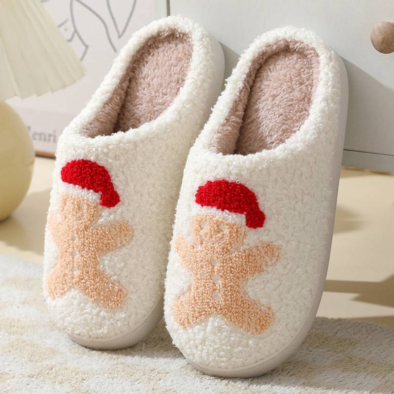 Northern Lights Kids - Warm&Festlich - Plüschgemusterte Weihnachtspantoffeln Lebkuchen Weihnachtsmann 2 / 40-41 | Pädagogisches Holzspielzeug von Mein Kleines Baby