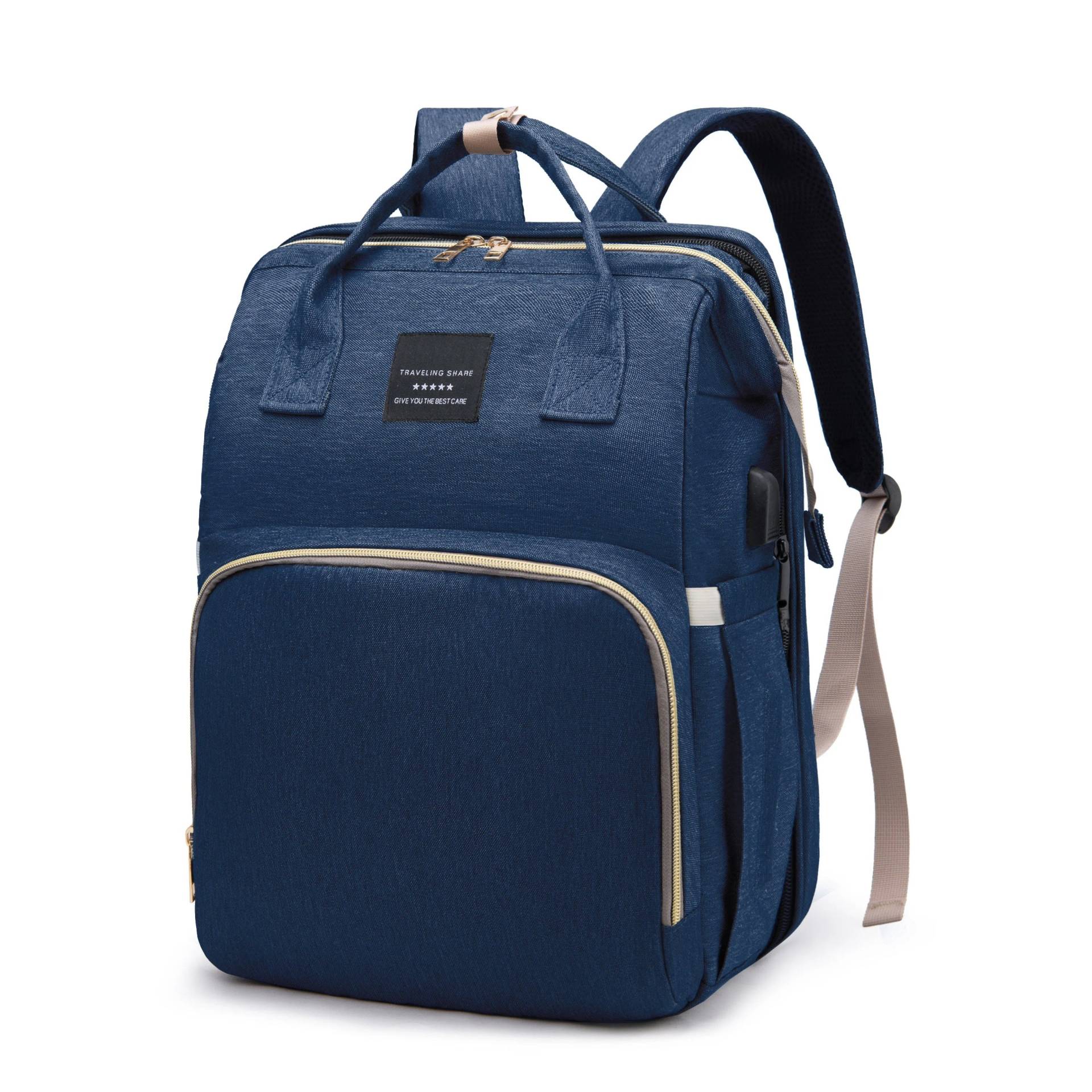 Nuvella Baby– Immer vorbereitet – Multifunktionale Wickeltasche mit Bettchen Blau | Pädagogisches Holzspielzeug von Mein Kleines Baby