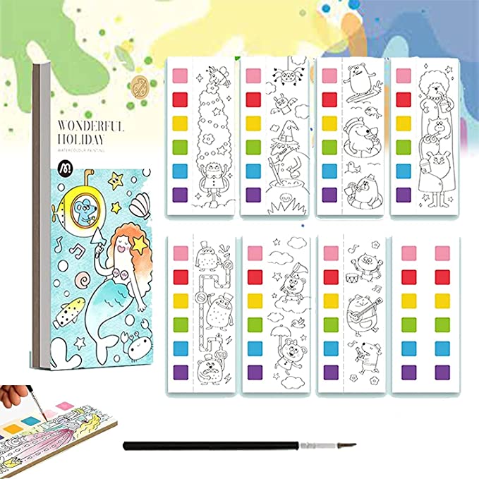 Paint Book™ - Kreativ mit Wasserfarben - Malbuch mit 6 Farben Urlaub | Pädagogisches Holzspielzeug von Mein Kleines Baby