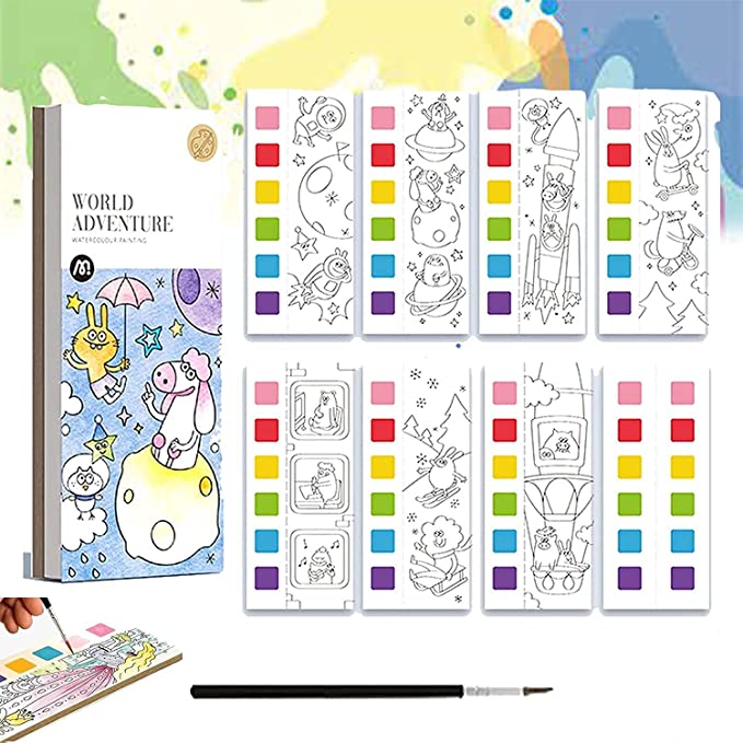 Paint Book™ - Kreativ mit Wasserfarben - Malbuch mit 6 Farben Weltweite Tournee | Pädagogisches Holzspielzeug von Mein Kleines Baby