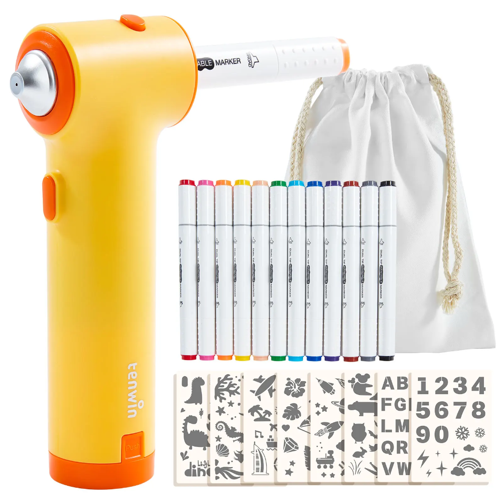 PaintBuddy – Kreativ & Lernreich – Tragbares Airbrush-Zeichenset Gelb | Pädagogisches Holzspielzeug PaintBuddy – Kreativ & Lernreich – Tragbares Airbrush-Zeichenset Gelb | Pädagogisches Holzspielzeug von Mein Kleines Baby
