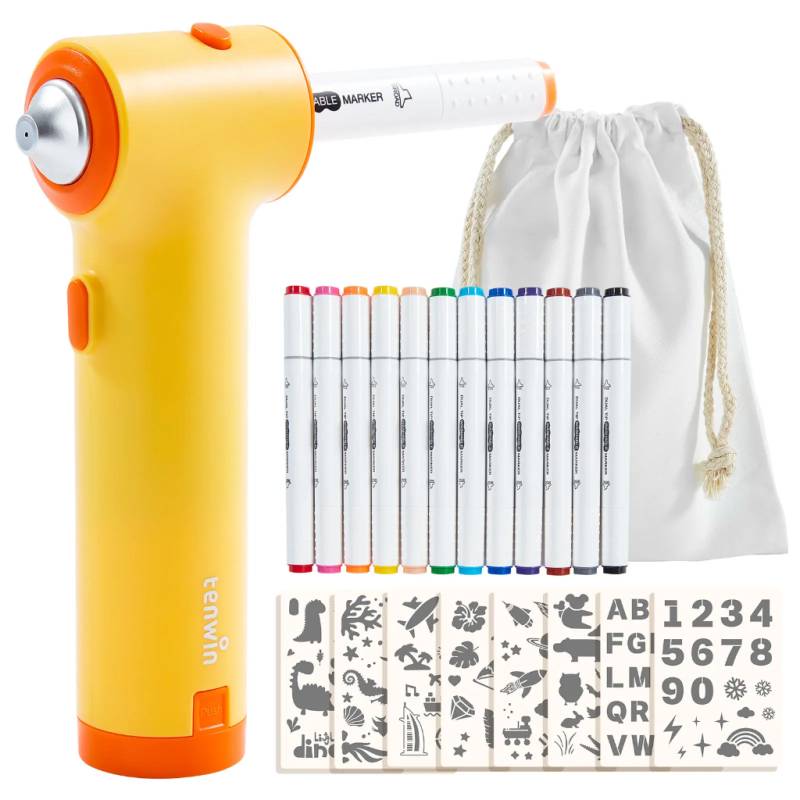 PaintBuddy – Kreativ & Lernreich – Tragbares Airbrush-Zeichenset Gelb | Pädagogisches Holzspielzeug PaintBuddy – Kreativ & Lernreich – Tragbares Airbrush-Zeichenset Gelb | Pädagogisches Holzspielzeug von Mein Kleines Baby
