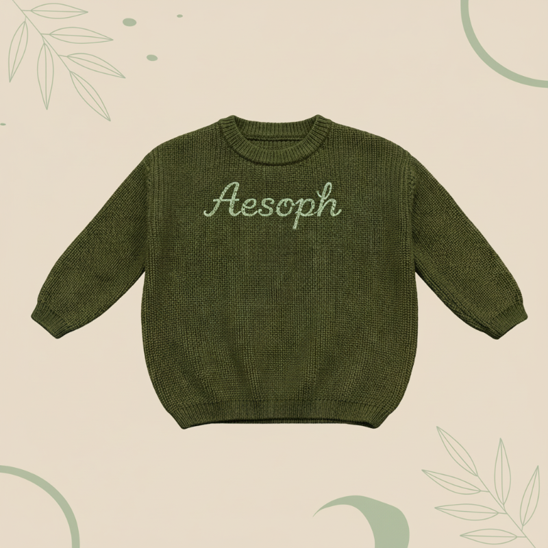 Personalized Baby Sweater– Einzigartig&liebevoll– Bestickter, personalisierter Baby-Pullover Armeegrün / 68 (9–12 Monate) | Pädagogisches Holzspielzeug von Mein Kleines Baby