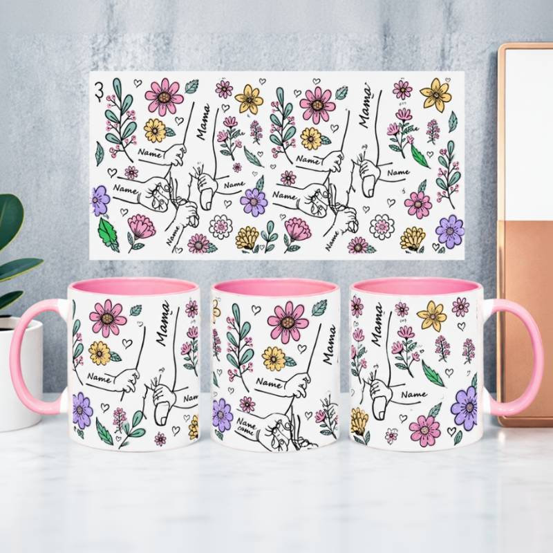 Personalized Kids Name Mug– Einzigartiges Muttertagsgeschenk – Personalisierte Tasse Weiß / Mutter + 6 Kinder | Pädagogisches Holzspielzeug von Mein Kleines Baby