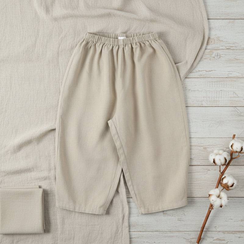 Plaid Cotton Pants – Luftig og åndbar – afslappede bukser i ballon-/harem-stil Kaki / 140 (10–11 år) | Pädagogisches Holzspielzeug von Mein Kleines Baby