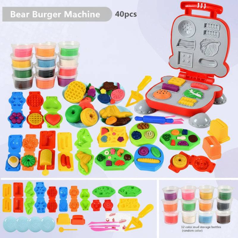 PlayDough Fun– Spielerisch&Kreativ– DIY-Knete-Spielset Hamburger-Maker – 12 Farben – 40 Stück | Pädagogisches Holzspielzeug PlayDough Fun– Spielerisch&Kreativ– DIY-Knete-Spielset Hamburger-Maker – 12 Farben – 40 Stück | Pädagogisches Holzspielzeug von Mein Kleines Baby