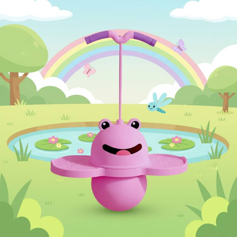 PlayLeap– Balance&Energie– Frosch-Pogo-Stick Rosa / Ohne Licht | Pädagogisches Holzspielzeug von Mein Kleines Baby