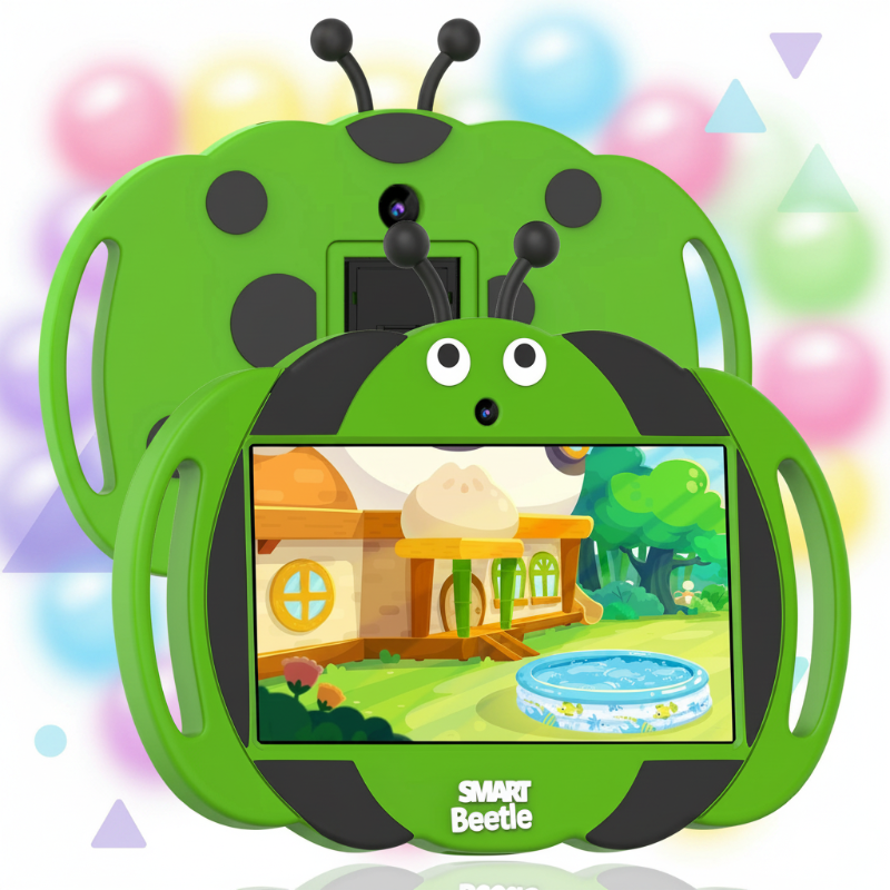PlayPad – Lehrreich & unterhaltsam – Kinder-Tablet mit stoßfester Hülle Grün | Pädagogisches Holzspielzeug von Mein Kleines Baby