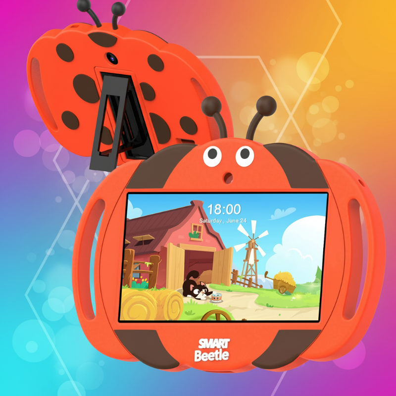 PlayPad – Lehrreich & unterhaltsam – Kinder-Tablet mit stoßfester Hülle Rot | Pädagogisches Holzspielzeug von Mein Kleines Baby