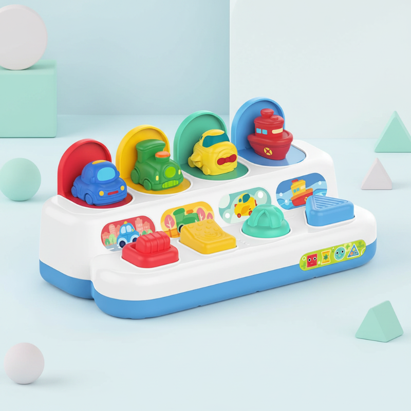 Pop Up Activity Toy – Entdecken & Lernen – Sensorisches Babyspielzeug Auto's | Pädagogisches Holzspielzeug von Mein Kleines Baby