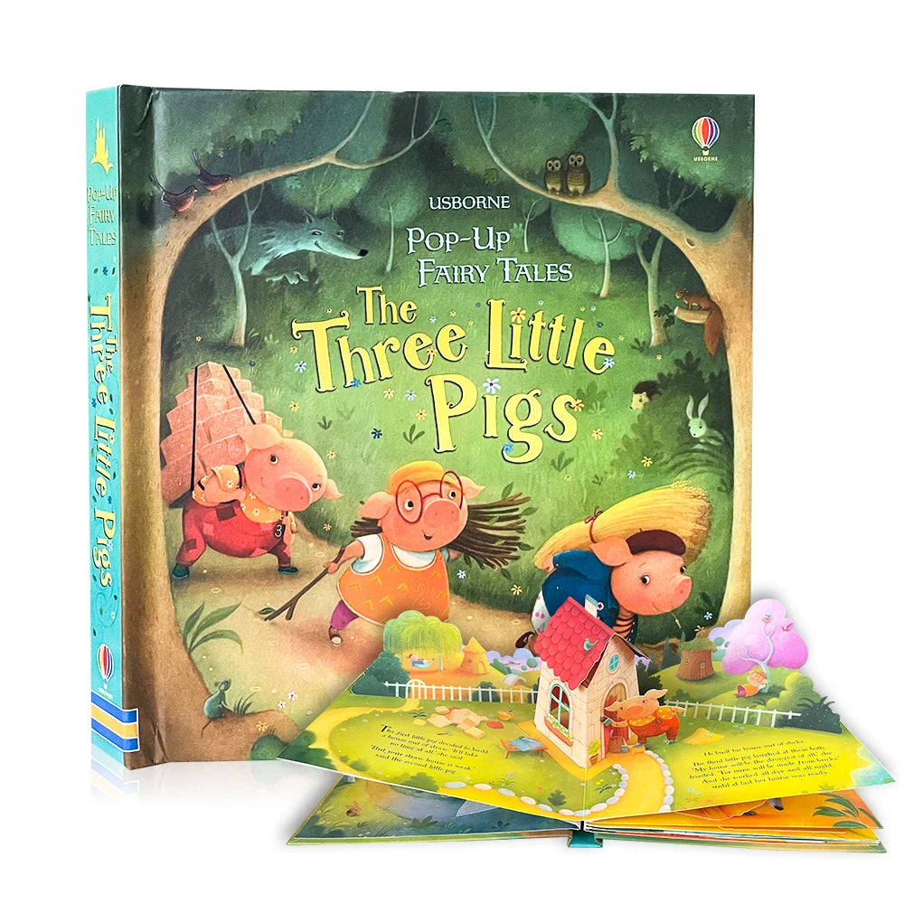 Pop-Up Book™ - Abenteuer zum Leben erwecken - Lesebuch Die drei kleinen Schweinchen | Pädagogisches Holzspielzeug von Mein Kleines Baby