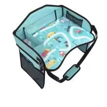Portable Child Car Seat Table™ - Sicher&bequem - Tragbarer Kindersitztisch für das Auto Blau | Pädagogisches Holzspielzeug von Mein Kleines Baby