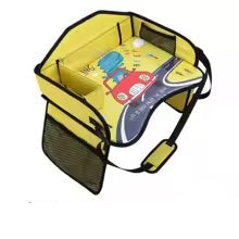Portable Child Car Seat Table™ - Sicher&bequem - Tragbarer Kindersitztisch für das Auto Gelb | Pädagogisches Holzspielzeug von Mein Kleines Baby