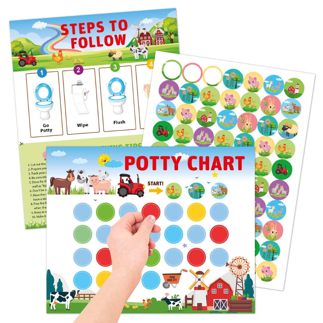 Potty Training– Spielerisch&motivierend - Töpfchentrainingskarte mit Stickern Bauernhof | Pädagogisches Holzspielzeug von Mein Kleines Baby