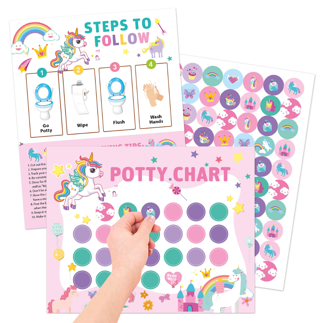 Potty Training– Spielerisch&motivierend - Töpfchentrainingskarte mit Stickern Einhorn | Pädagogisches Holzspielzeug von Mein Kleines Baby