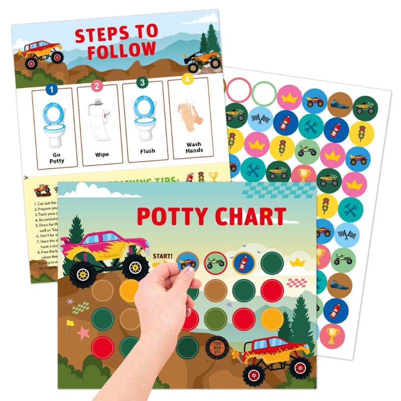Potty Training– Spielerisch&motivierend - Töpfchentrainingskarte mit Stickern Monsterauto | Pädagogisches Holzspielzeug Potty Training– Spielerisch&motivierend - Töpfchentrainingskarte mit Stickern Monsterauto | Pädagogisches Holzspielzeug von Mein Kleines Baby